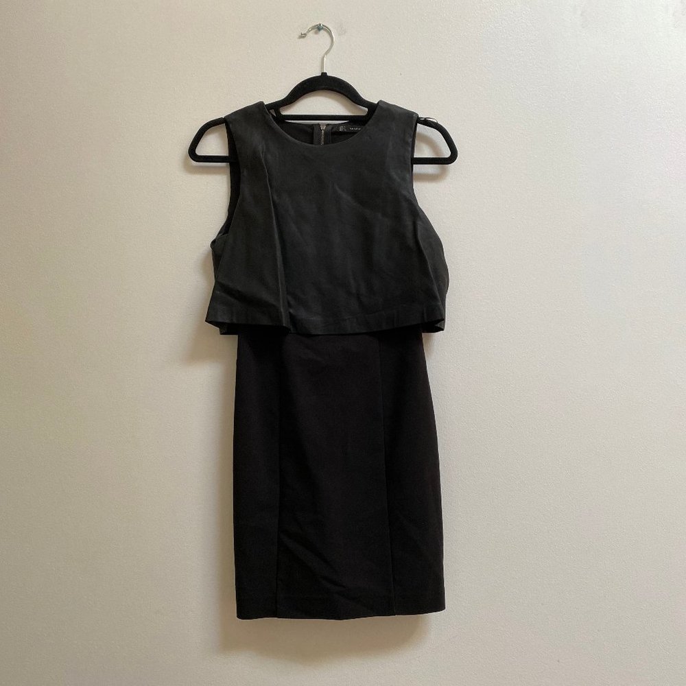 Zara Leather Combination Dress Black S